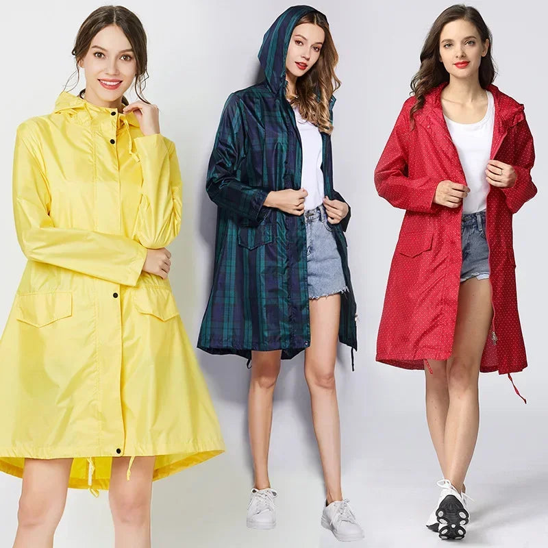 Waterproof Windproof Hooded Light Raincoat for Women and Men, Ponchos Jacket Cloak for Tourist Outdoor Hiking