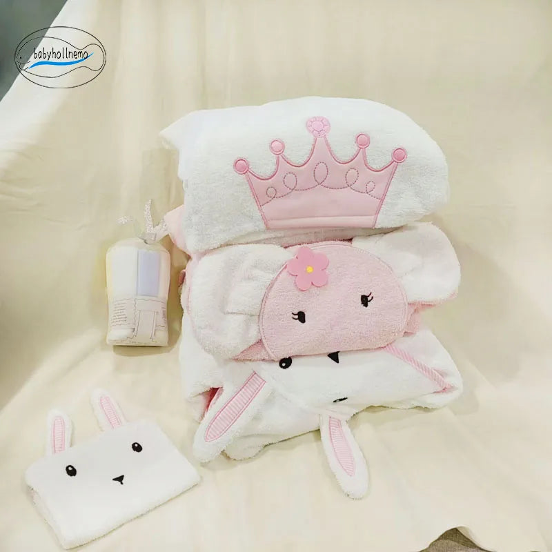 Toalha de Banho para Bebê com Capuz — 100% Algodão Macio, Absorvente e Lavável na Máquina