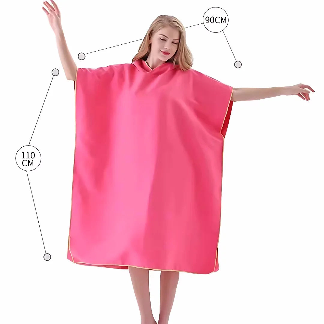 Toalha de Banho de Microfibra com Capuz para Adultos, Toalha de Praia de Secagem Rápida e Absorvente, Robe Vestível com Mangas
