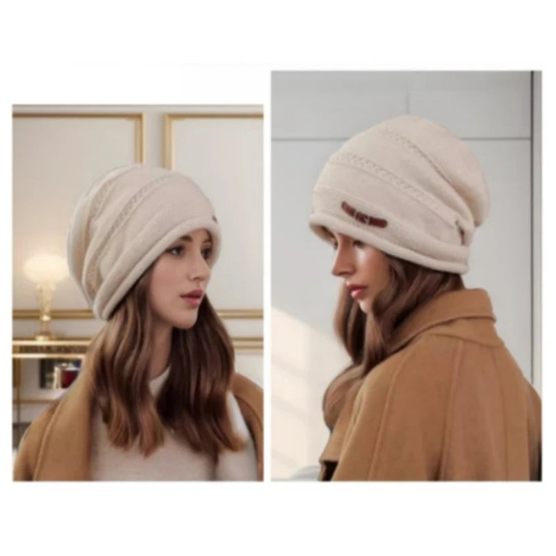 Gorro de Malha Feminino Quentinho — Forro de Pelúcias, Confortável e Estiloso para o Inverno
