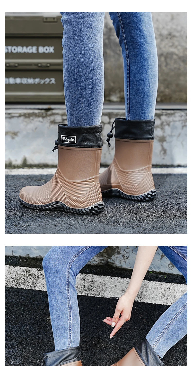 Botas de Chuva Curtas Impermeáveis — Leves, Antiderrapantes e Estilosas para o Dia a Dia