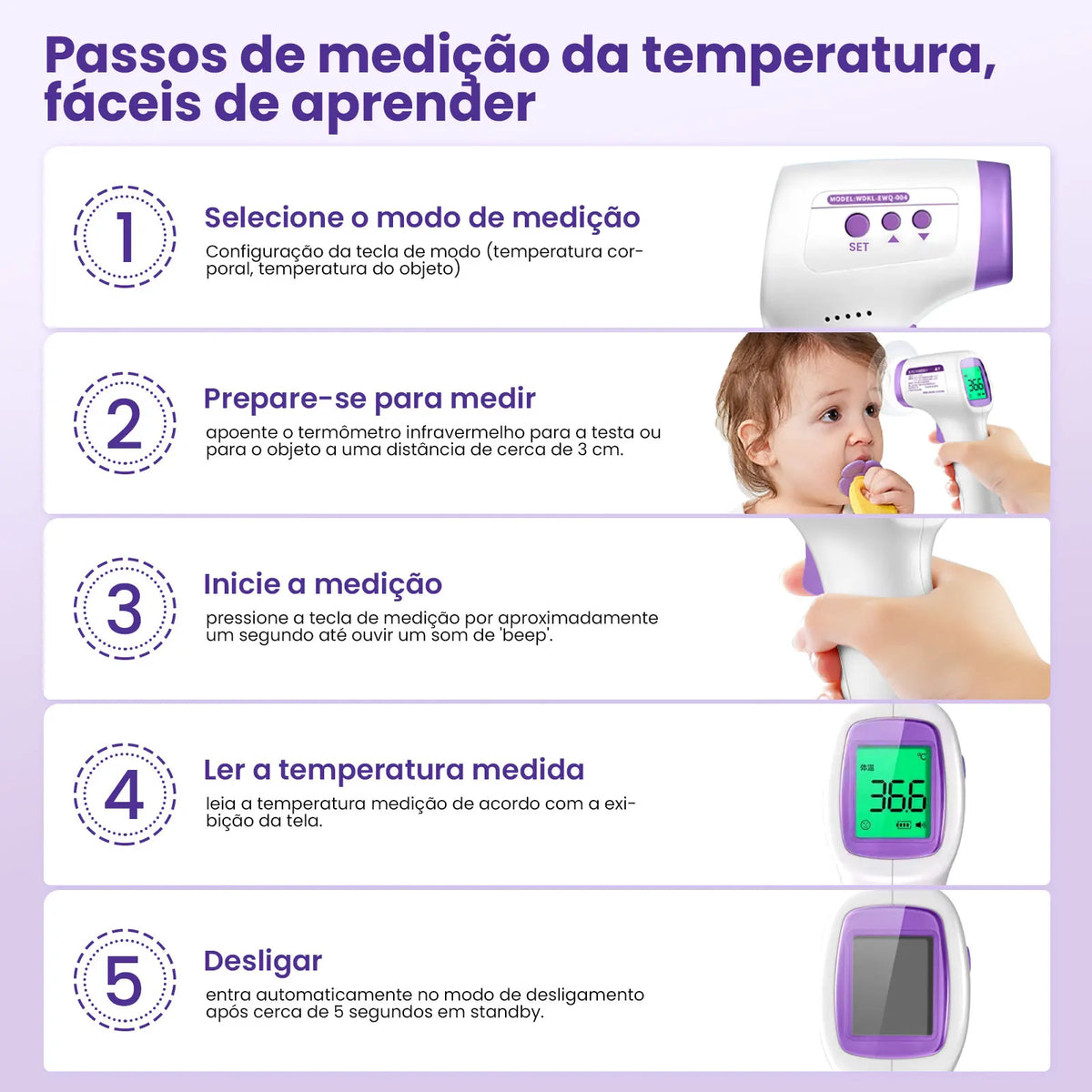 Termômetro Digital Infravermelho para Testa e Objetos