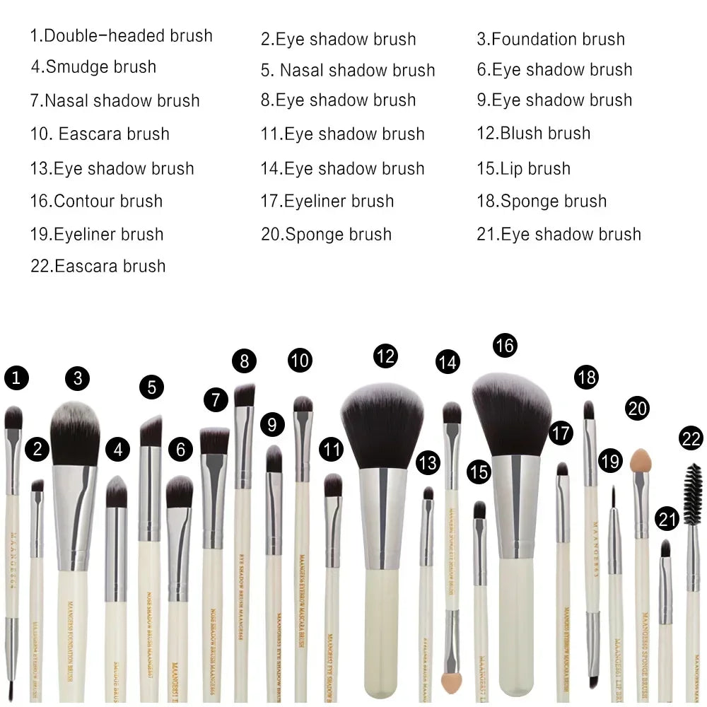 Kit de Pincéis de Maquiagem Profissionais — 3, 13 ou 22 Peças para Sombra, Delineador e Cosméticos