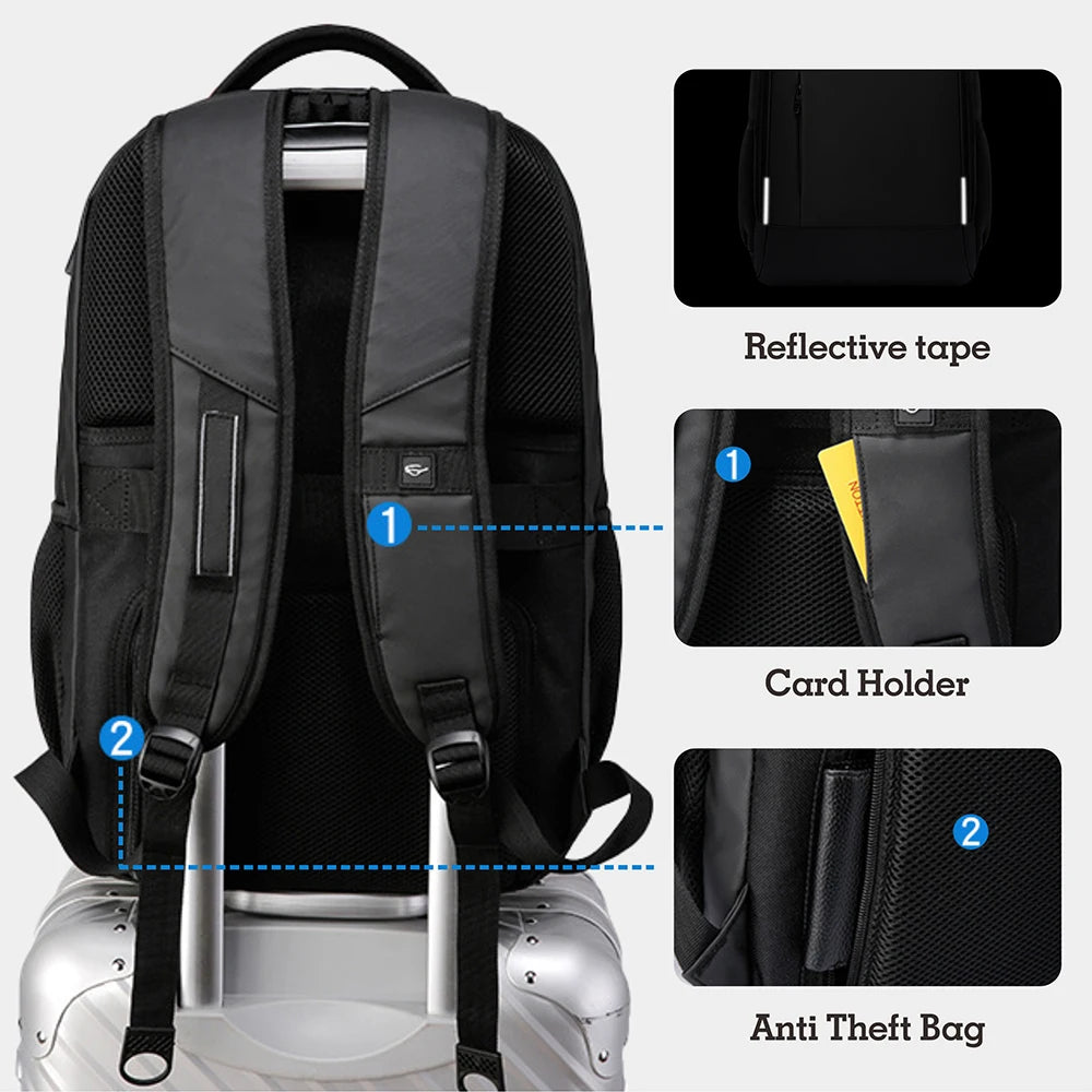 Mochila Masculina Antifurto Impermeável com USB — Grande Capacidade para Notebook 15,6" e 17,3"