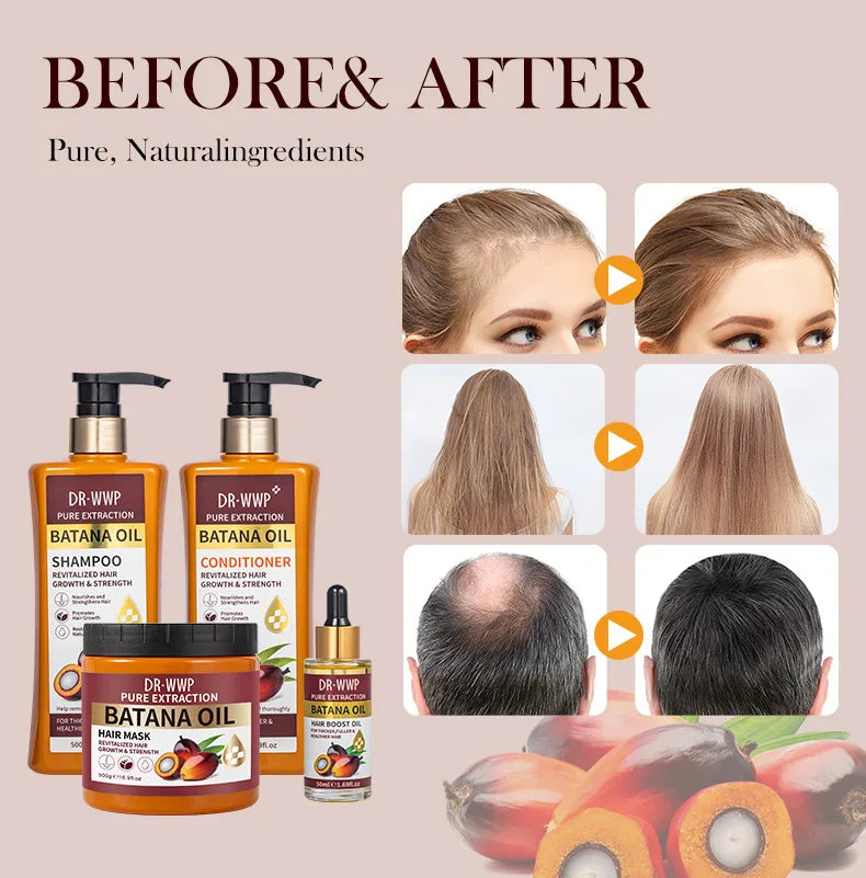 Kit Shampoo e Condicionador Batana Oil 500ml — Hidratante, Suavizante e Anti-Frizz para Cabelos