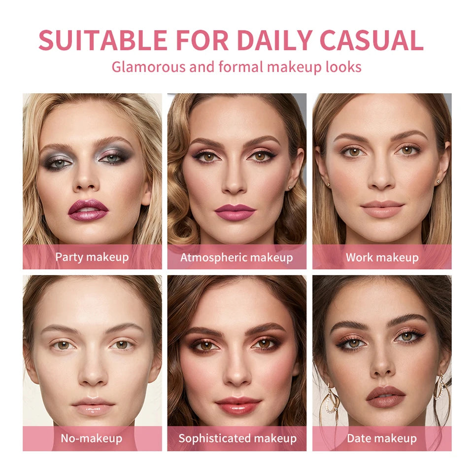 Kit de Maquiagem Completo para Rosto — Base, Corretivo, Blush, Sombra, Sobrancelha e Esponjas