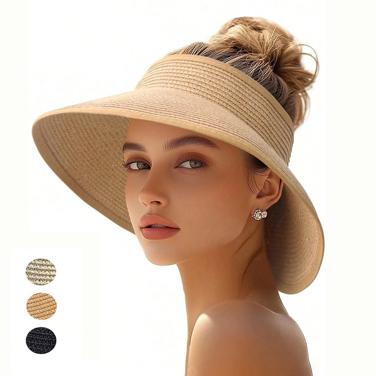 Chapéu de Sol Dobrável com Visor para Mulheres — Proteção UV UPF e Estilo para o Verão