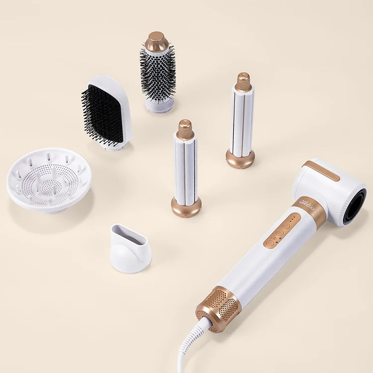 Secador de Cabelo 7 em 1 sem Escova de Alta Velocidade — Iônico com Difusor e Modelador Automático