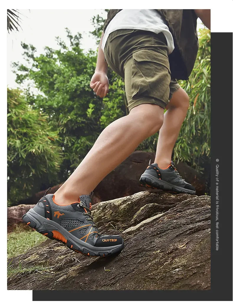 Sapatos de caminhada masculinos malha respirável esportes único sapatos verão ao ar livre resistente ao desgaste caminhadas e caça sapatos esportivos táticos