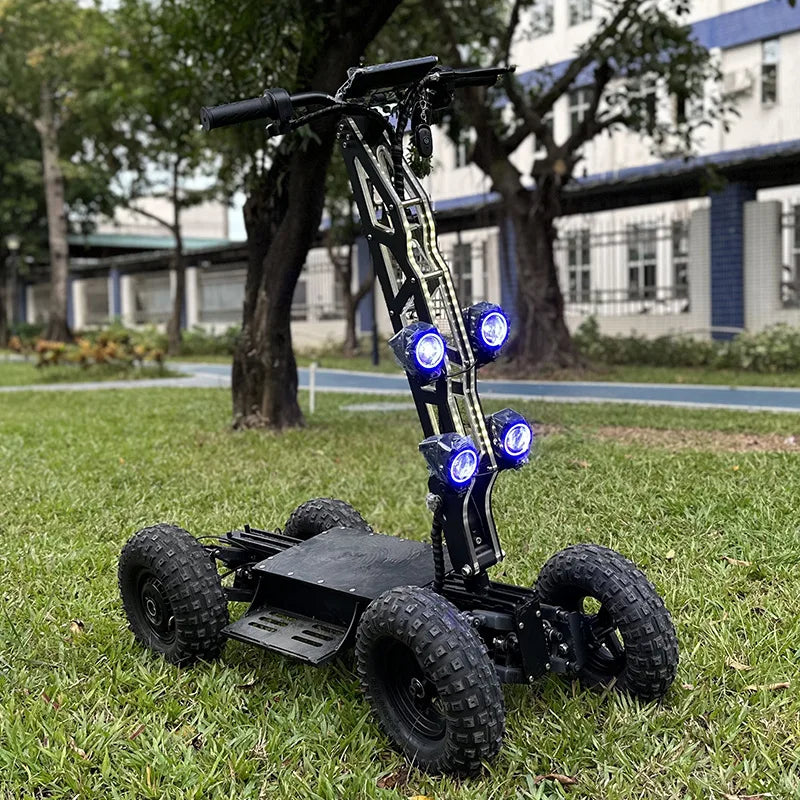 Scooter Elétrico de Alta Velocidade de 13 Polegadas com 4 Rodas – Veículo Dobrável Off-Road com Tração Dupla/Integral para Uso Externo e Patrulha