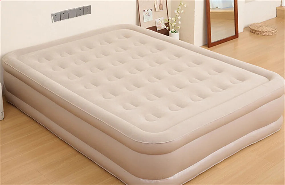 Colchão de ar interior glamping esteiras pvc inflável colchão de dormir luxo 2 pessoas acampamento cama esteira bomba embutida engrossar esteira