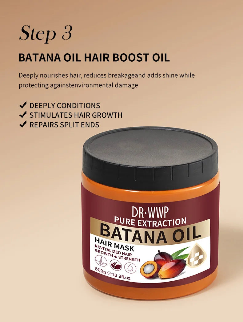 Kit Shampoo e Condicionador Batana Oil 500ml — Hidratante, Suavizante e Anti-Frizz para Cabelos