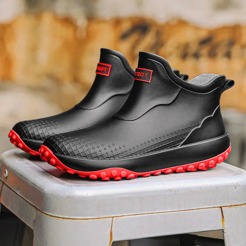 Botas de Chuva Unissex Impermeáveis Cano Curto Antiderrapantes de Borracha Leves para Jardim e Trabalho com Forro Removível para Uso Externo