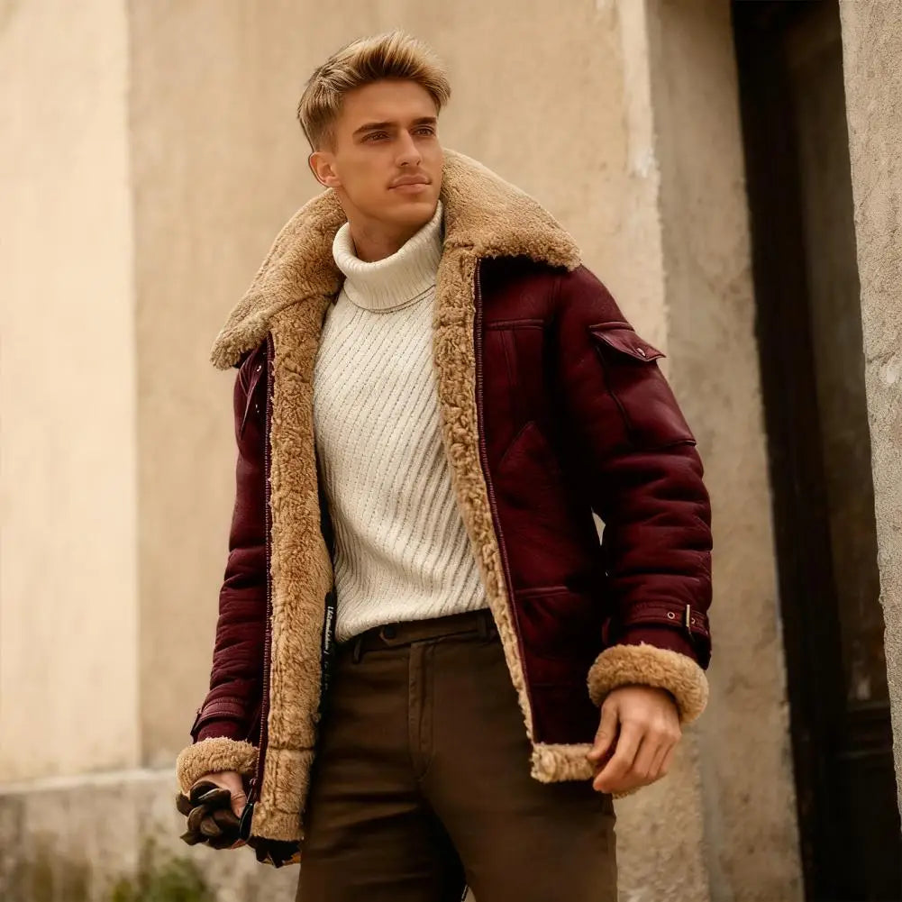 Jaqueta de Lã Vintage Masculina Quentinha — Estilo Casual e Conforto para o Inverno