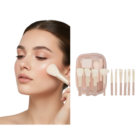 Conjunto de Pincéis de Maquiagem Portáteis — Cerdas Ultra Macias para Pó, Esponja e Blush