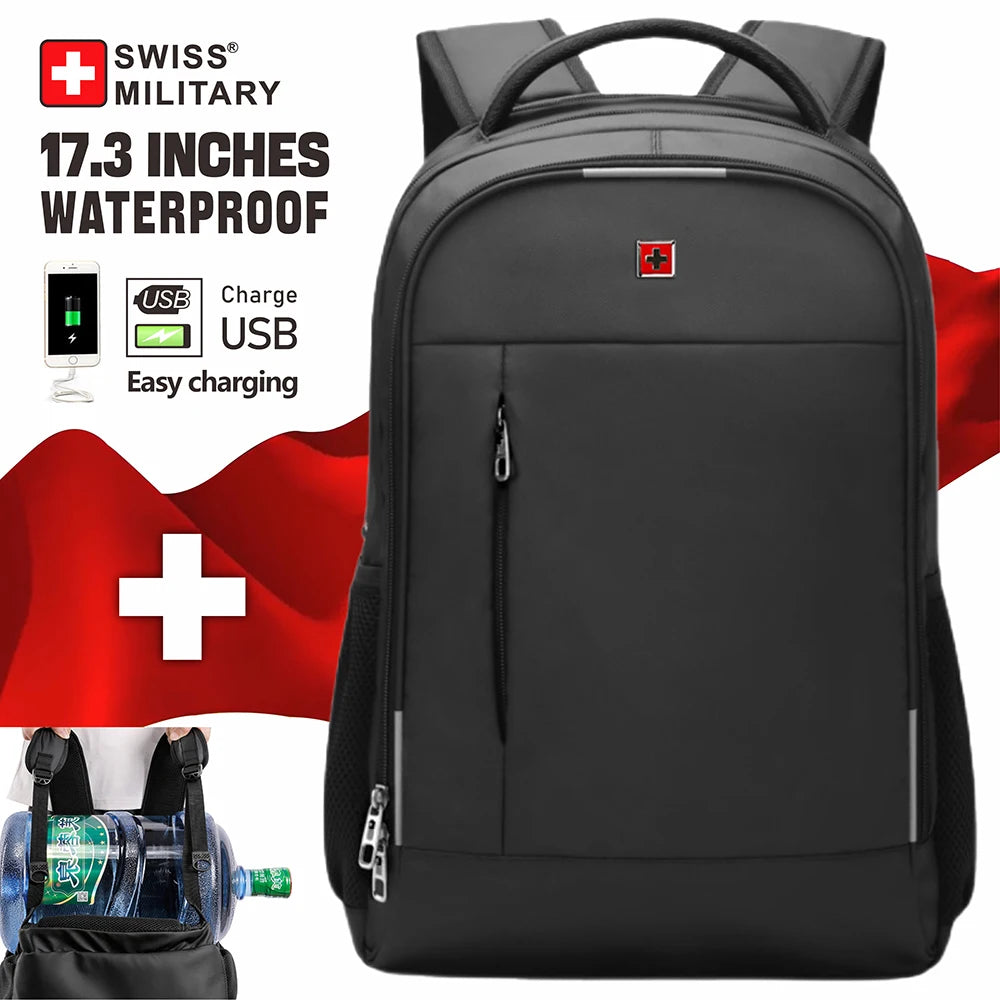 Mochila Masculina Antifurto Impermeável com USB — Grande Capacidade para Notebook 15,6" e 17,3"