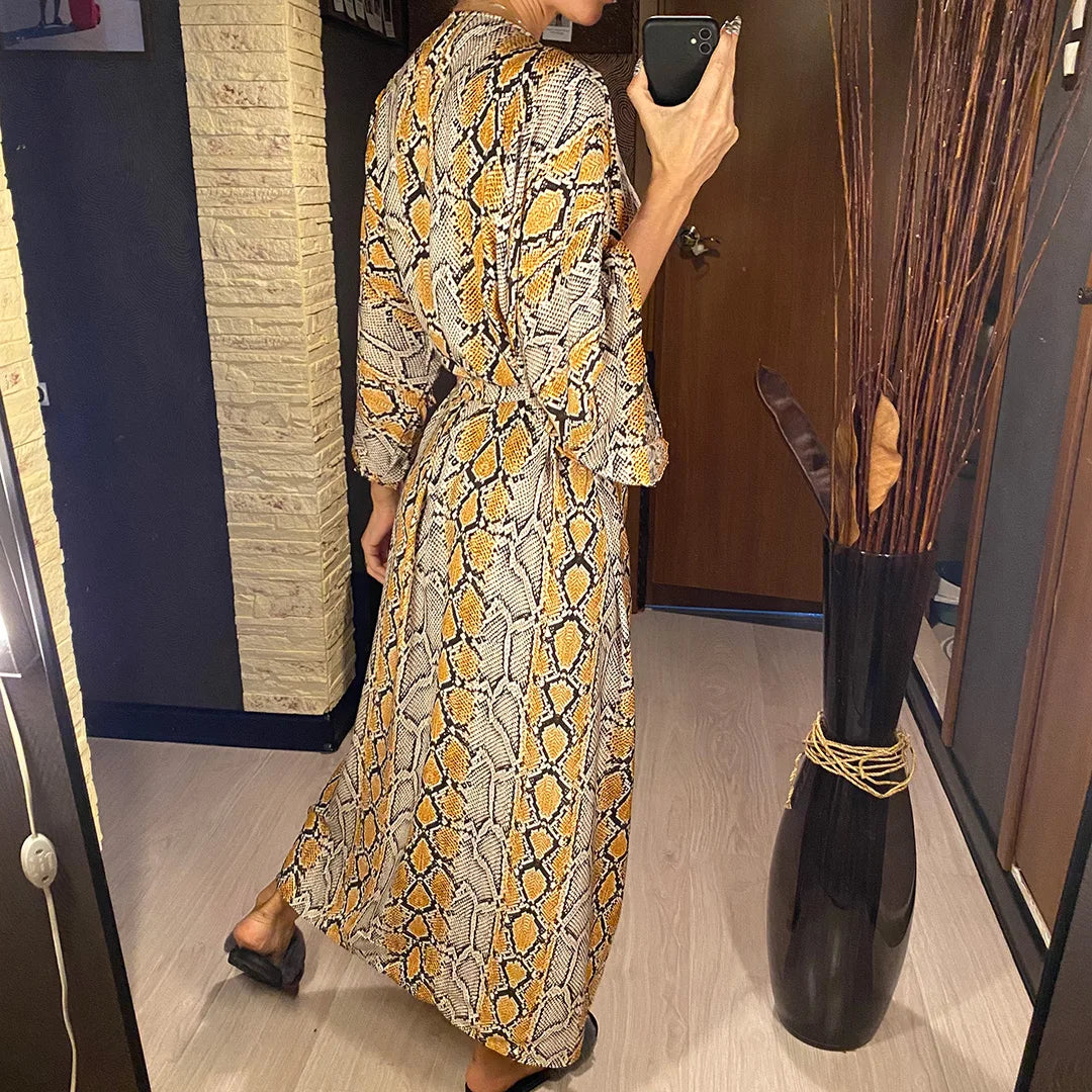 Quimono Boho Longo de Praia — Estampado, Feminino e Perfeito para o Verão