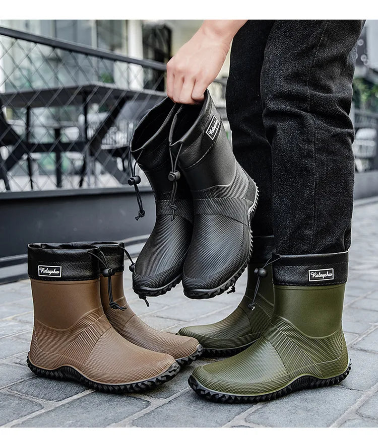 Botas de chuva curtas masculinas roupas de trabalho ao ar livre sapatos impermeáveis femininos de cano baixo leve antiderrapante botas de chuva de praia