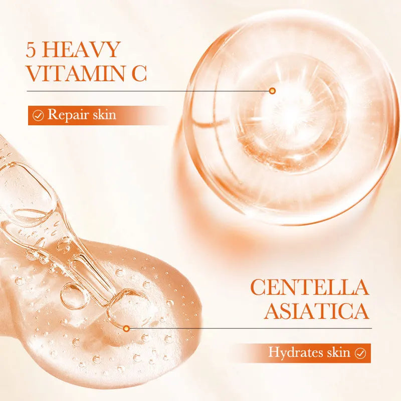 Sérum Facial de Vitamina C Coreano — 5 Funções: Hidratação, Brilho, Poros Reduzidos e Reparação