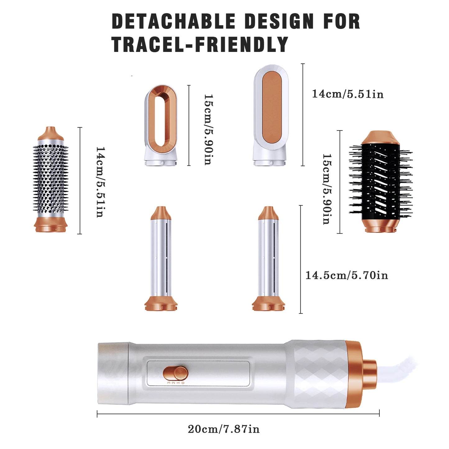 Escova Modeladora Elétrica 6 em 1 — Secador, Babyliss e Pente Aquecido para Estilização Profissional