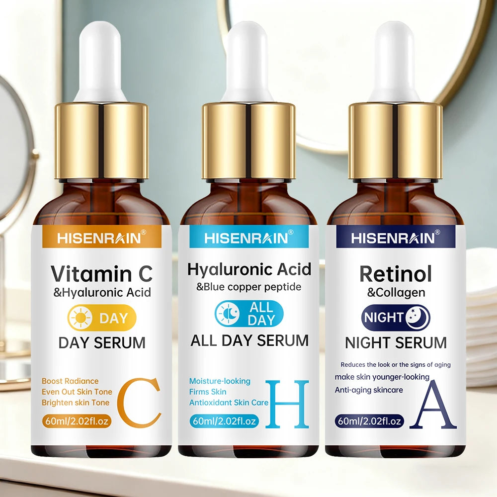 Duo Sérum Vitamina C + Retinol + Ácido Hialurônico — Antienvelhecimento e Hidratação Profunda
