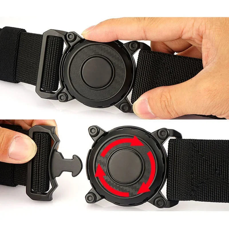 Cintos de fivela de liga de liberação rápida rotativa para homens resistente ao desgaste cinto tático de náilon multifuncional ao ar livre cinto de caça