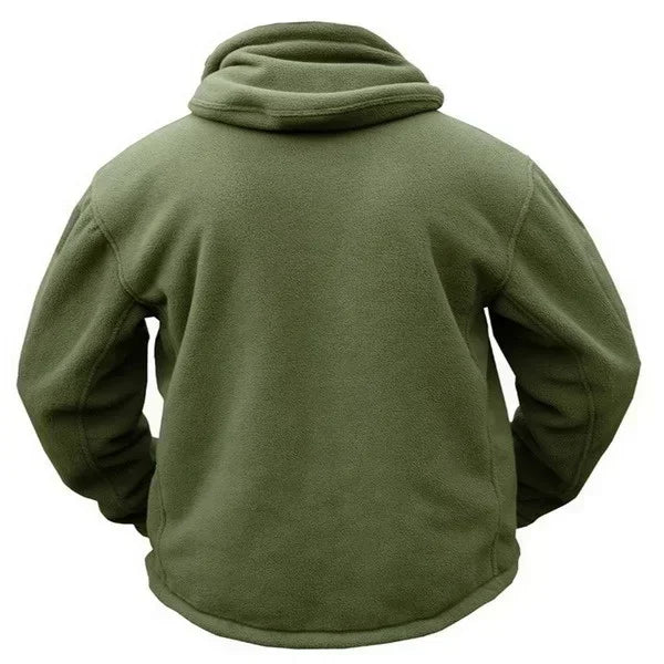 Jaqueta Tática Polar Masculina Robusta — Lã Quente com Capuz para Inverno, Trilha e Uso Casual