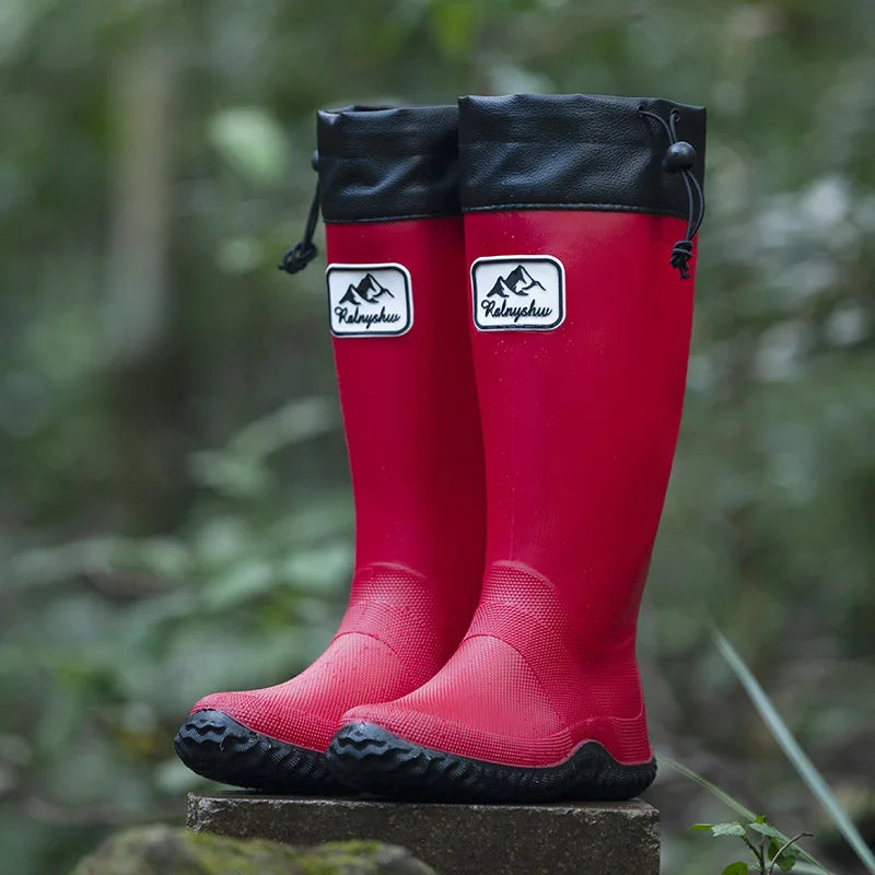 Botas de chuva para homens moda igh-top botas de chuva exterior usar tubo longo impermeável antiderrapante estilo casal botas de pesca ao ar livre