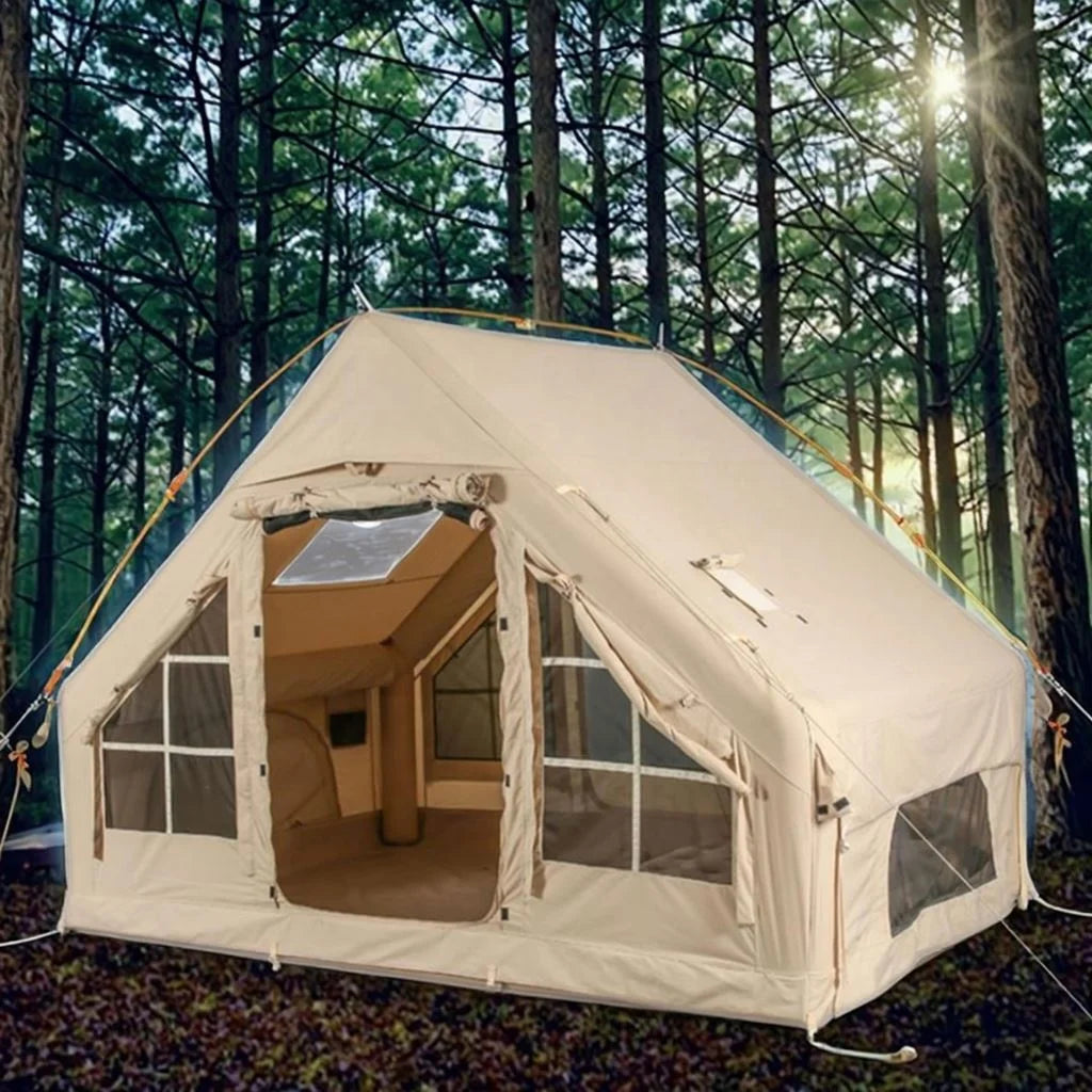 Tenda de Luxo para 3-4 Estações, Grande Tenda Familiar para Glamping, Impermeável, Tecido de Algodão TC para Camping ao Ar Livre 3.1x2x2m 6.3 Metros Quadrados