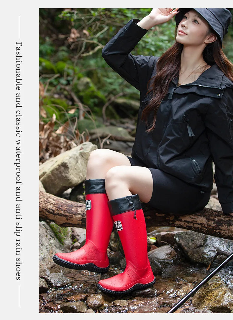 Botas de chuva para homens moda igh-top botas de chuva exterior usar tubo longo impermeável antiderrapante estilo casal botas de pesca ao ar livre