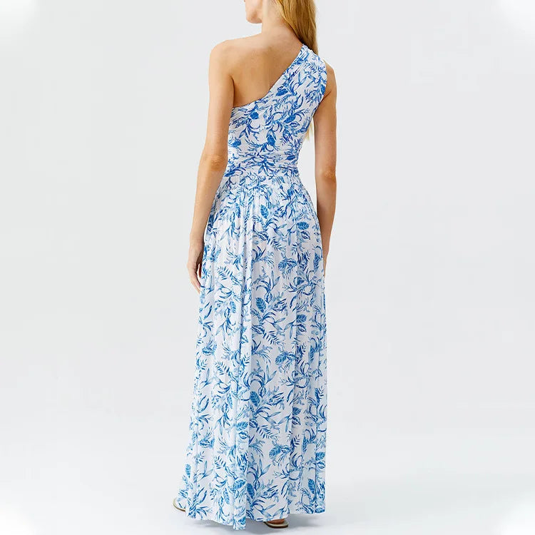 Maiô Floral Azul Elegante de Uma Peça — Estilo e Conforto para Mulheres
