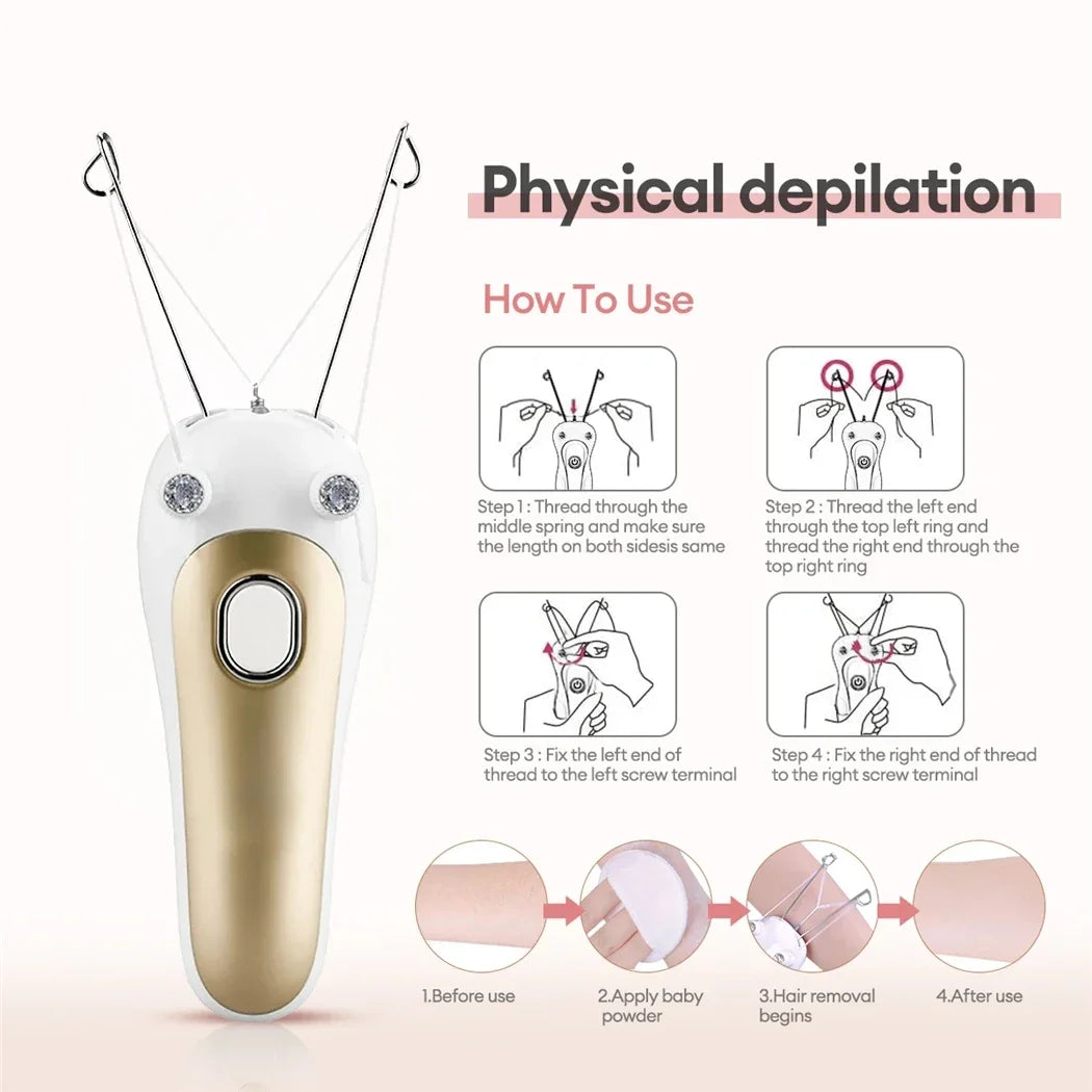 Epilador Elétrico de Fio Indolor Kemoko — Removedor de Pelos Facial e Corporal Recarregável