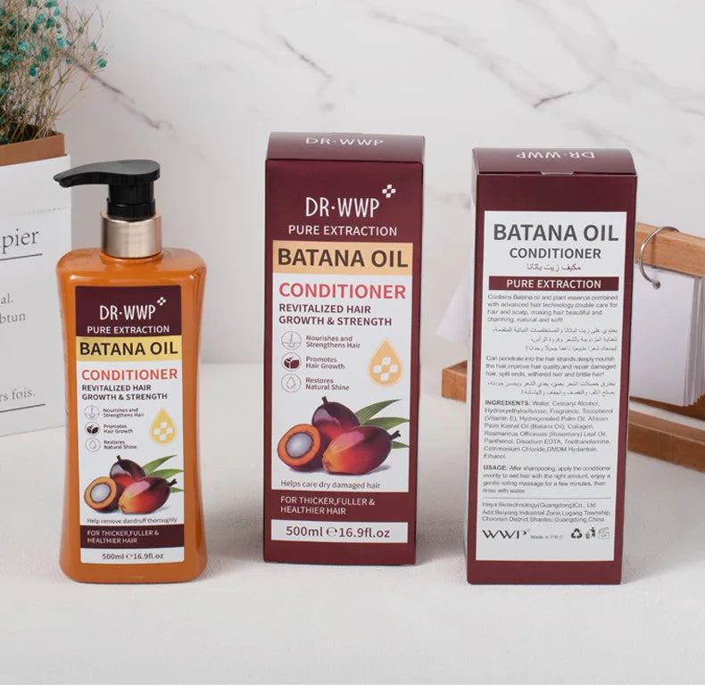 Kit Shampoo e Condicionador Batana Oil 500ml — Hidratante, Suavizante e Anti-Frizz para Cabelos