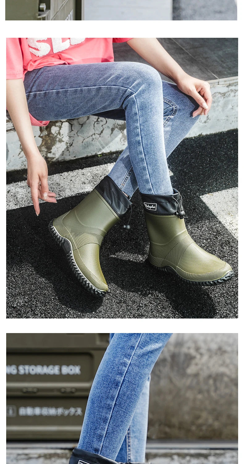 Botas de Chuva Curtas Impermeáveis — Leves, Antiderrapantes e Estilosas para o Dia a Dia