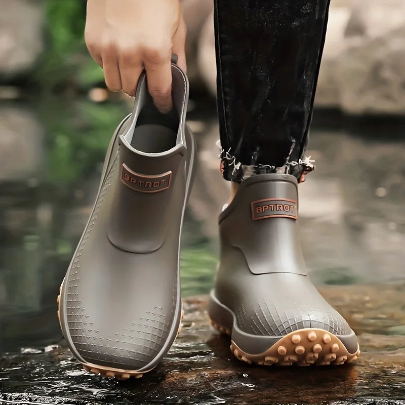 Botas de Chuva Unissex Impermeáveis Cano Curto Antiderrapantes de Borracha Leves para Jardim e Trabalho com Forro Removível para Uso Externo