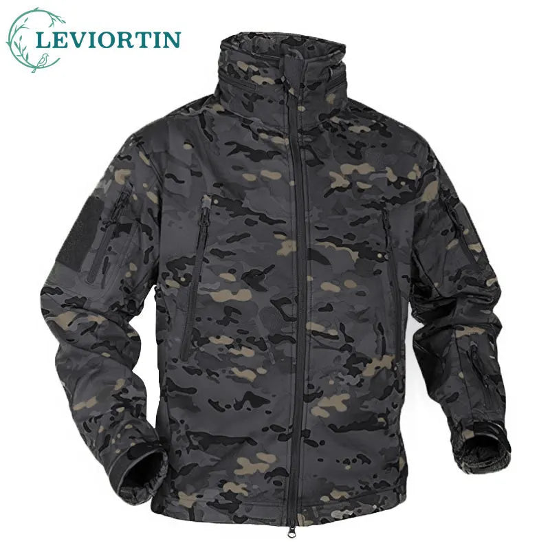 Outono inverno jaqueta de lã para homens casca macia tático impermeável casaco camuflado do exército airsoft roupas multicamadas blusões
