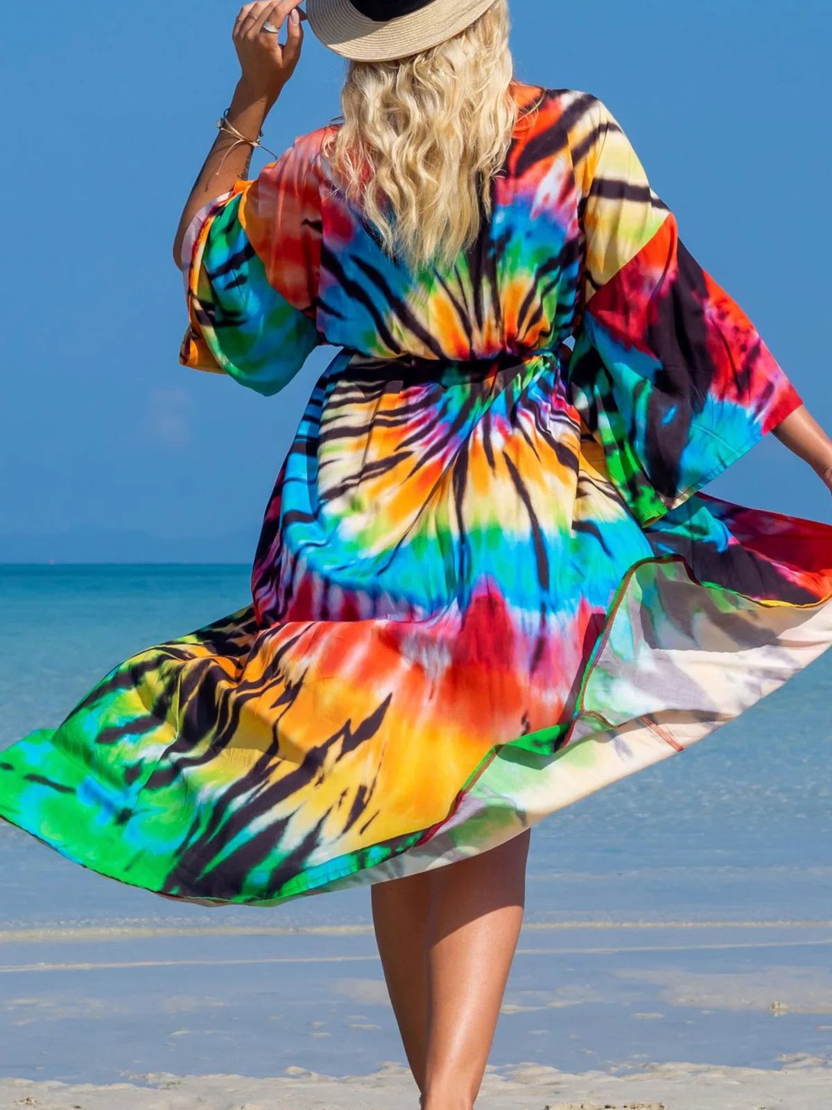 Quimono Boho Longo de Praia — Estampado, Feminino e Perfeito para o Verão