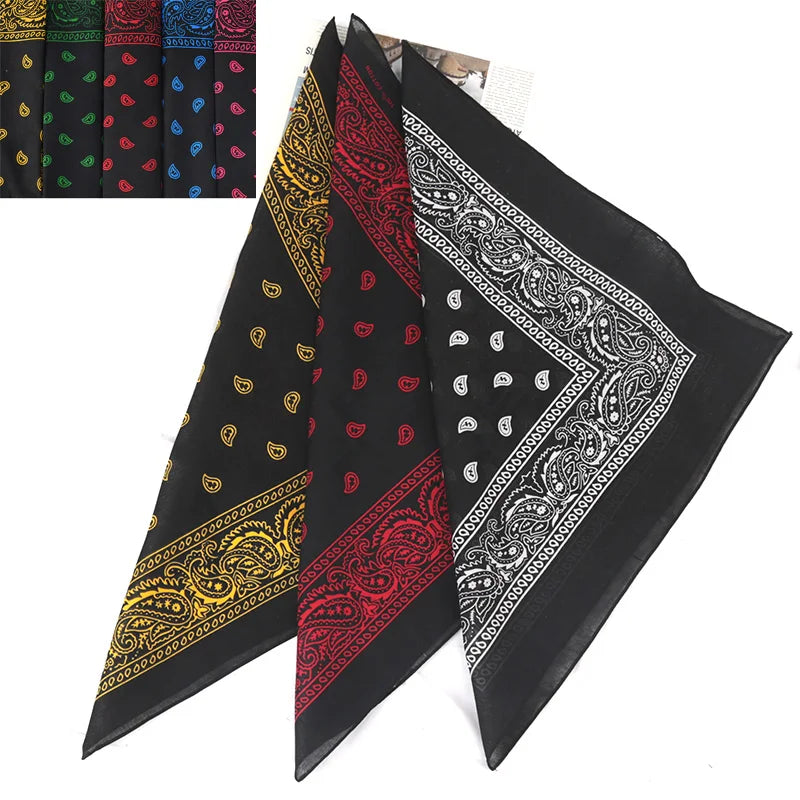 Bandanas de Ciclismo em Algodão com Estampa Paisley, Lenços de Cabeça para Homens/Mulheres, Várias Cores, Lenço Quadrado, Máscara Esportiva para Atividades ao Ar Livre, Faixa de Cabeça para Bolsa