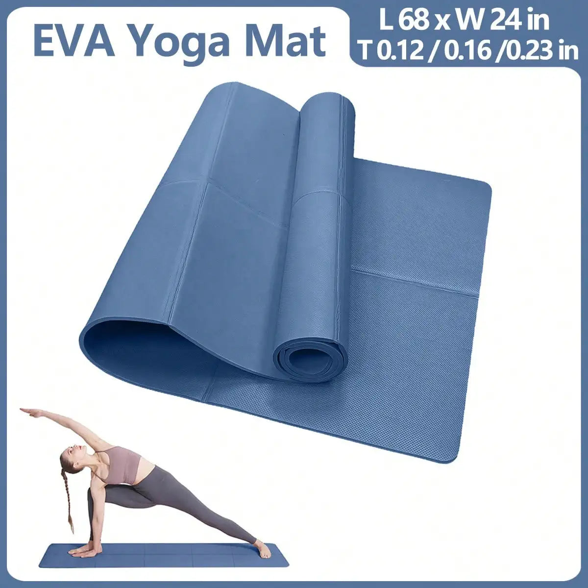 Tapete de Yoga e Pilates Antiderrapante — EVA 173x61cm em 3 Espessuras e 6 Cores