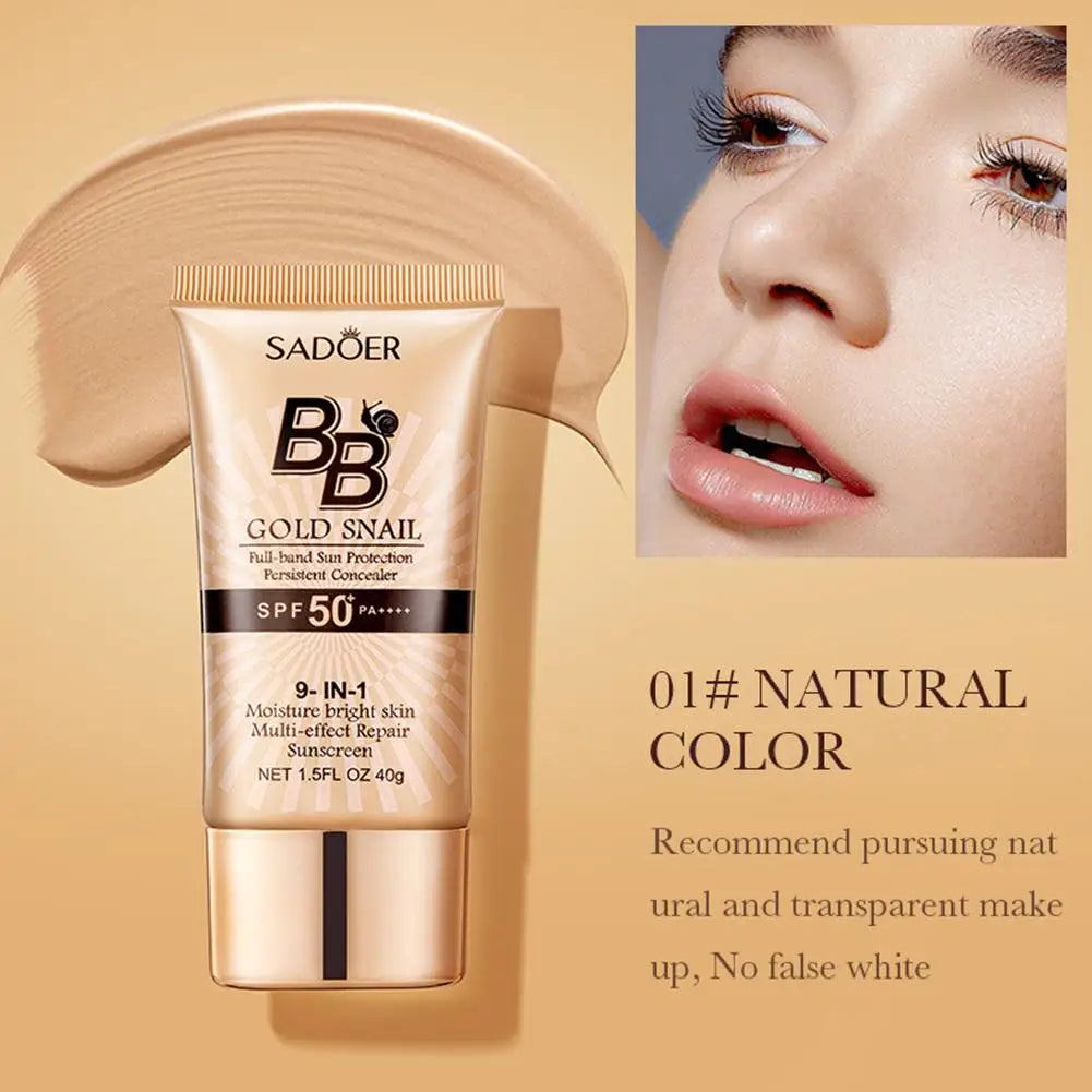 BB Cream Protetor Solar com Caracol Dourado — FPS 50+, Hidratante e Corretivo Facial 40g
