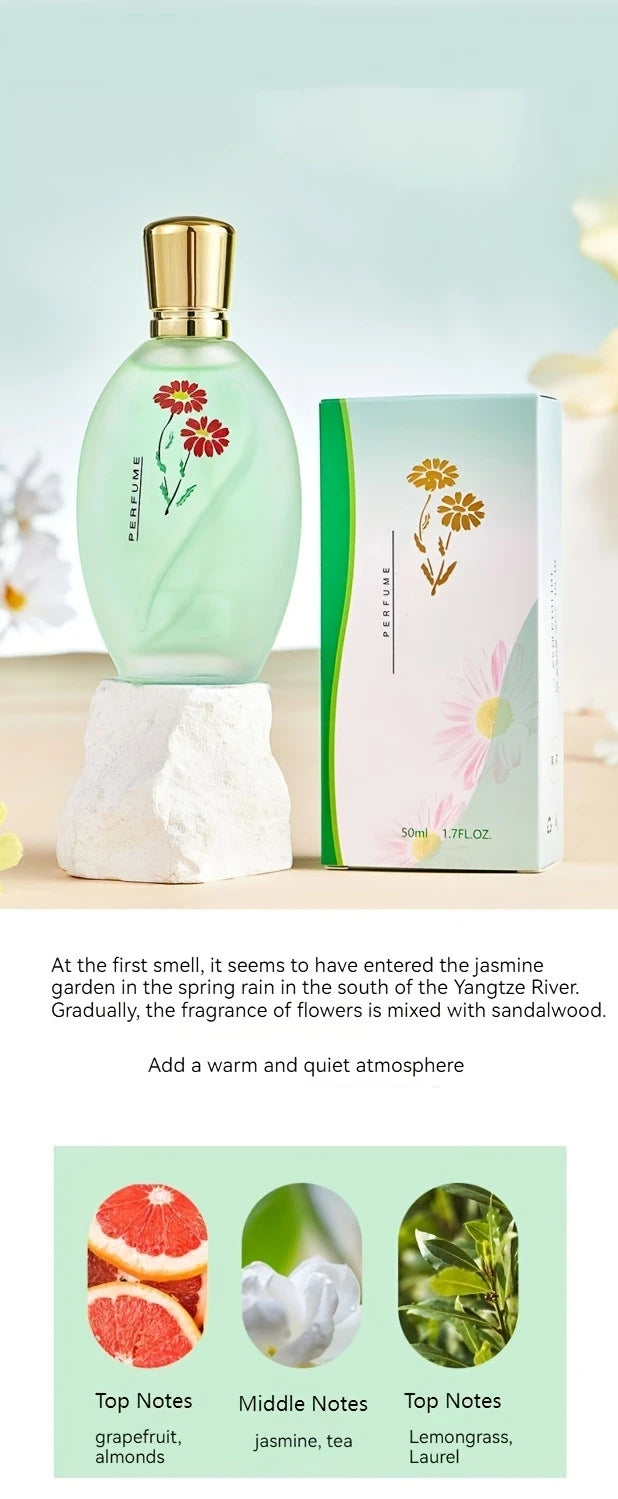 Perfume 50ml com Fragrância de Rosa e Jasmim — Presente Elegante para Homens e Mulheres