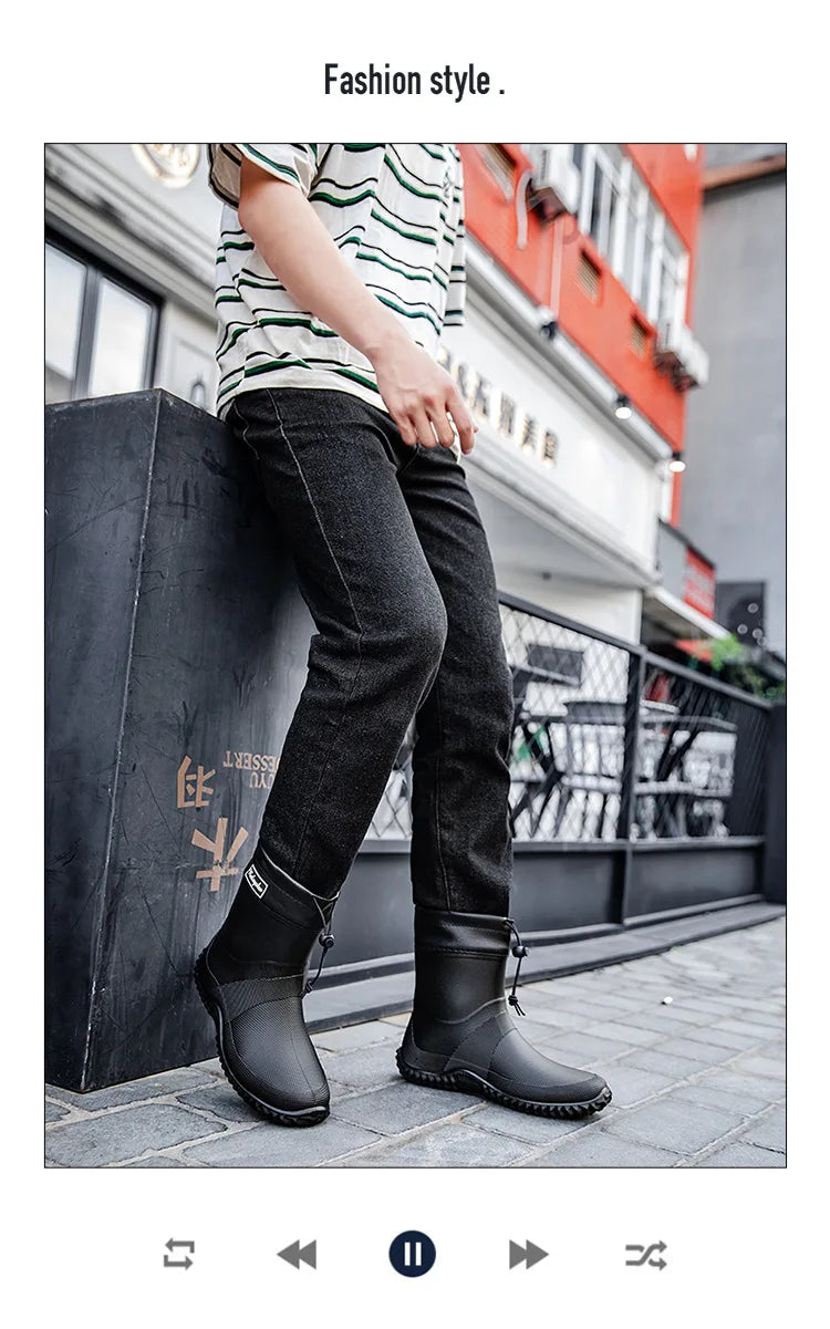 Botas de chuva curtas masculinas roupas de trabalho ao ar livre sapatos impermeáveis femininos de cano baixo leve antiderrapante botas de chuva de praia
