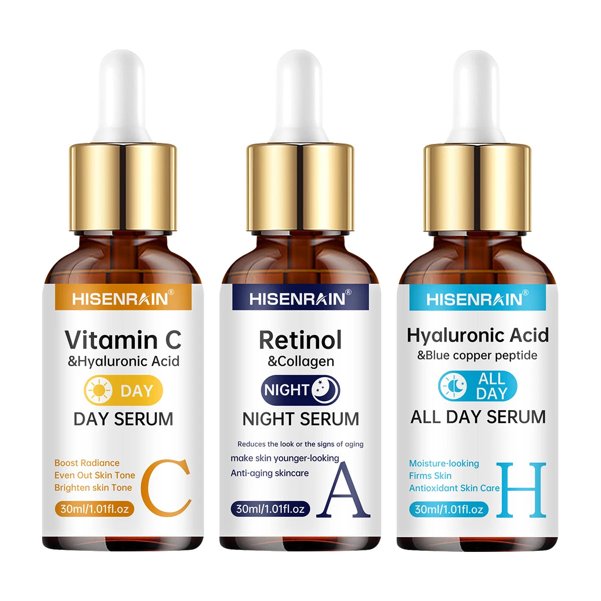 Duo Sérum Vitamina C + Retinol + Ácido Hialurônico — Antienvelhecimento e Hidratação Profunda