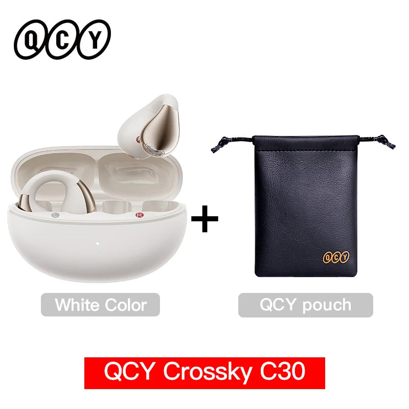 Fones de Ouvido Sem Fio QCY Crossky C30 — Bluetooth 5.4, Clip para Ouvido, 25h de Bateria, IPX4