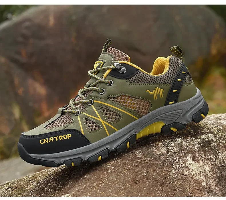 Sapatos de caminhada masculinos malha respirável esportes único sapatos verão ao ar livre resistente ao desgaste caminhadas e caça sapatos esportivos táticos