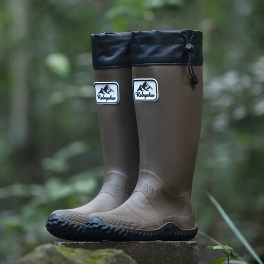 Botas de chuva para homens moda igh-top botas de chuva exterior usar tubo longo impermeável antiderrapante estilo casal botas de pesca ao ar livre