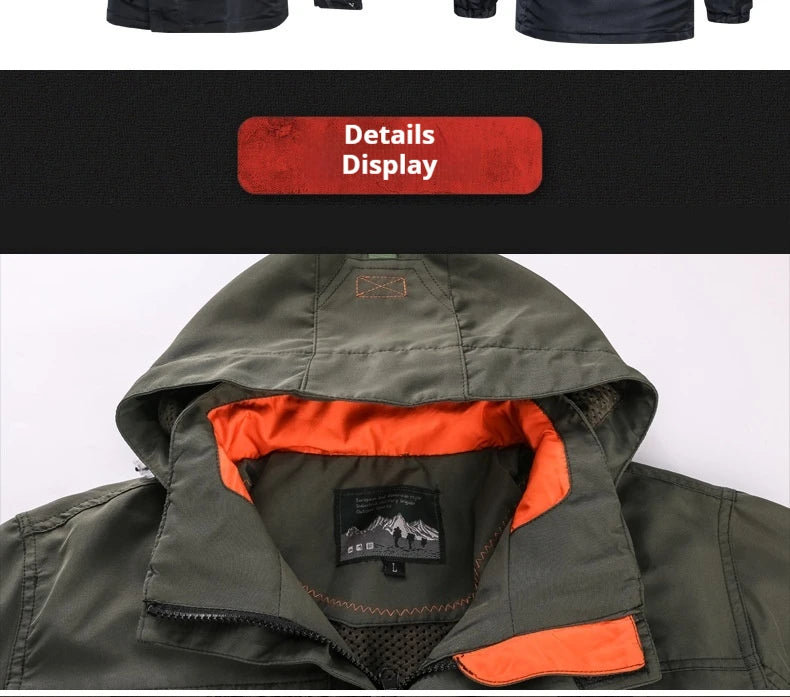 Trench coat de chuva masculino ao ar livre à prova de vento jaqueta impermeável longo casual workwear estilo casaco plus size com capuz anorak caminhadas acampamento