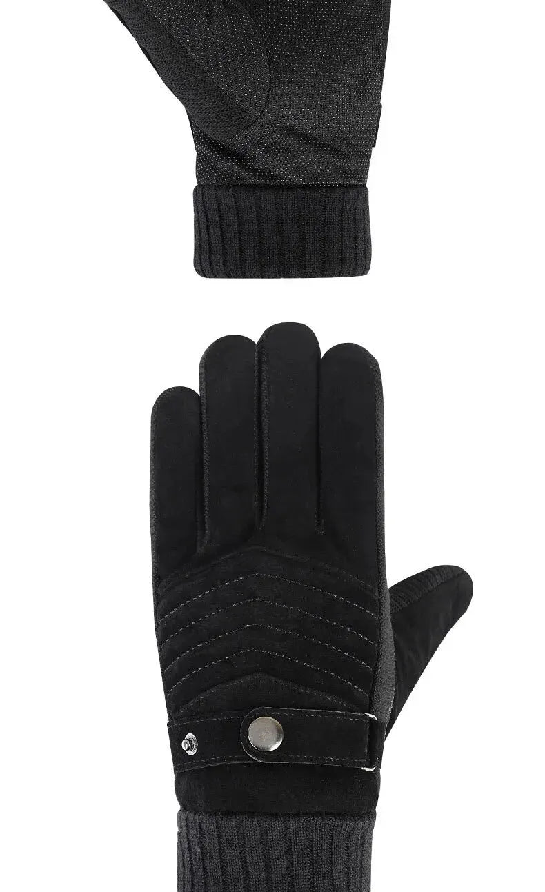Luvas Inverno Ciclismo Motocicleta Windproof isolamento frio quente couro Touch Screen Anti-Slip pilha grossa dos homens