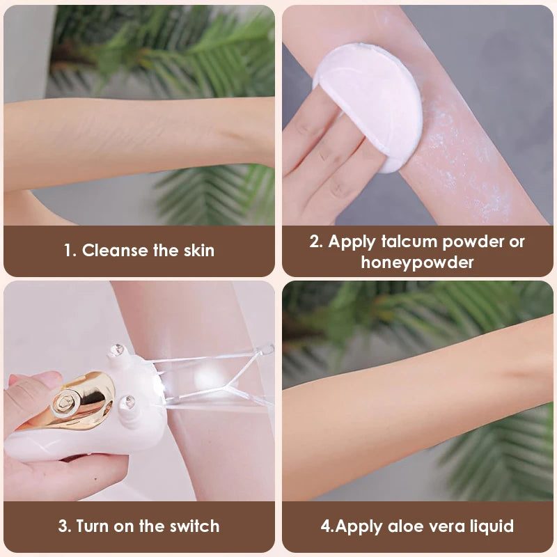 Epilador Elétrico de Fio Indolor Kemoko — Removedor de Pelos Facial e Corporal Recarregável