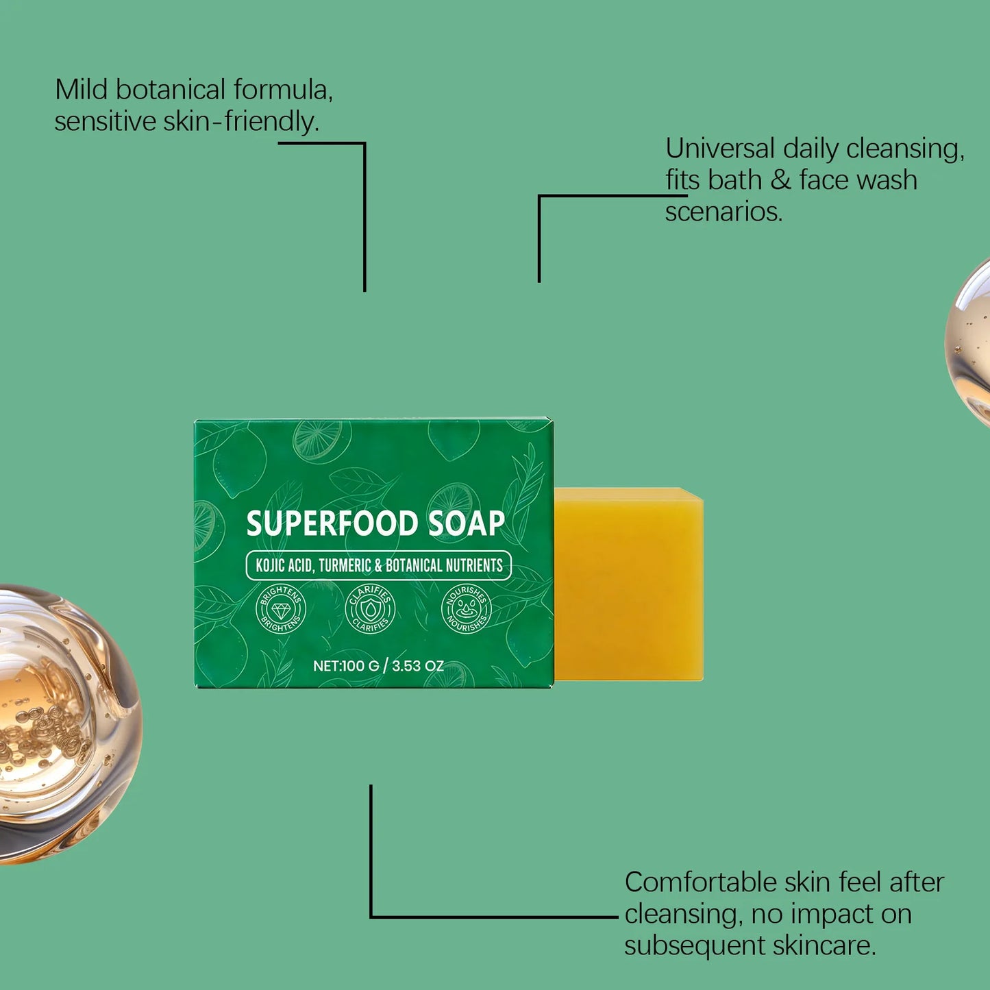 Sabonete Facial Natural com Oleo Essencial — Limpeza Profunda, Anti-Acne, Controle de Oleosidade, 100g